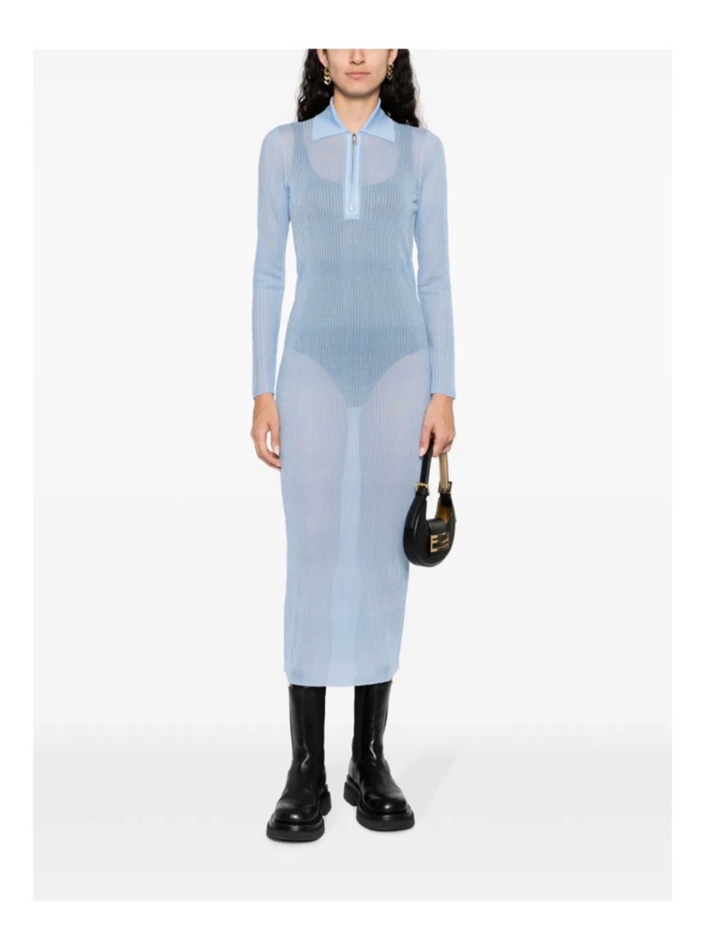 FENDI Light Blue Ribbed dress 👗 - Picture 7 of 7